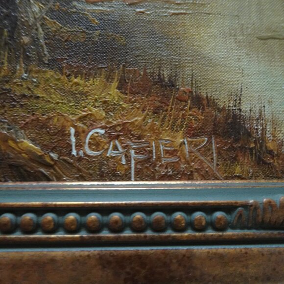 Vintage Original Oil Painting Irene Cafieri Trees Autumn Landscape Framed Art - Picture 4 of 5